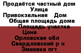 Продаётся частный дом › Улица ­ Привокзальная › Дом ­ 22 › Общая площадь дома ­ 59 › Площадь участка ­ 13 › Цена ­ 1 600 000 - Орловская обл., Свердловский р-н, Змиевка пгт Недвижимость » Дома, коттеджи, дачи продажа   . Орловская обл.